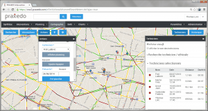 Interface logicielle Praxedo - nouvelle ergonomie cartographie