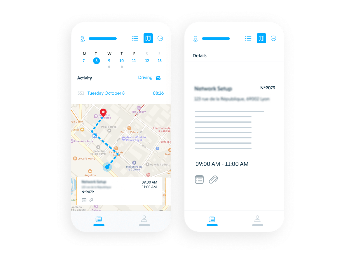 Planificateur de tâches Affichage cartographique sur l’application mobile