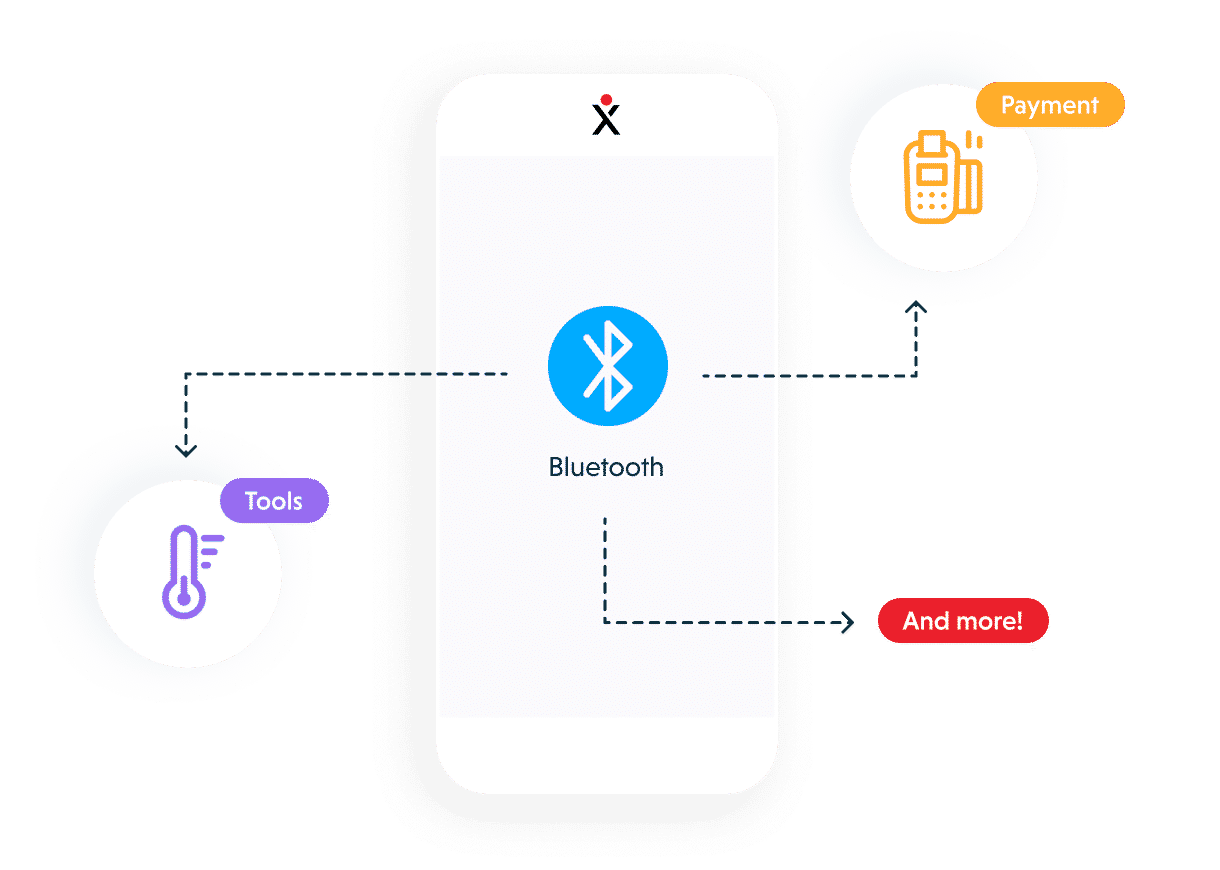 Praxedo FSM solution - Mobile app - Bluetooth sensor connections.