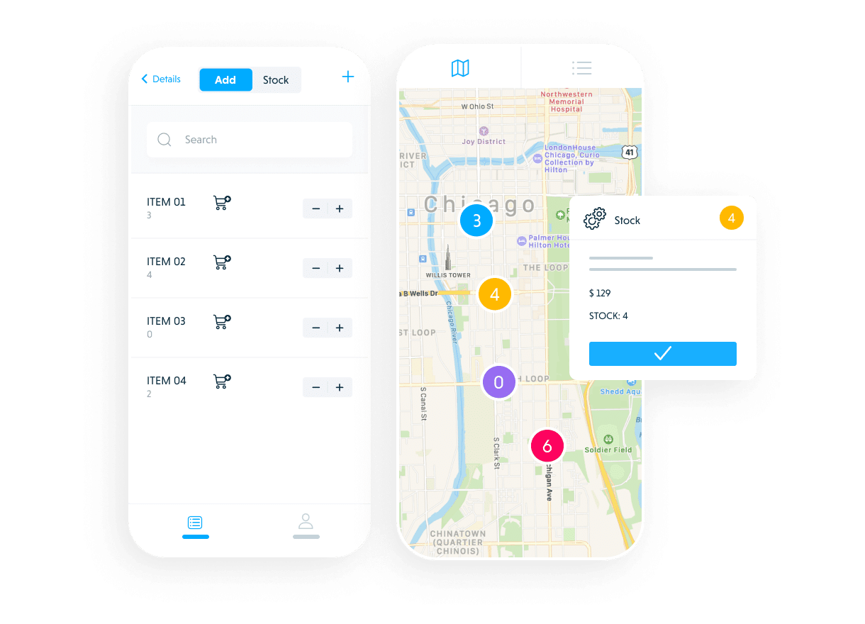 Praxedo FSM solution - Mobile app - Check stock levels and availability of spare parts in real-time