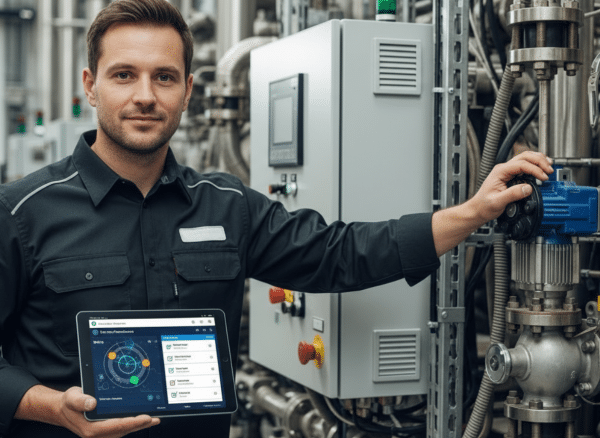 Servicetechniker bei der digitalen Wartungsplanung
