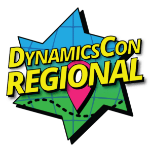 DynamicsCon Regional logo with colorful map-style graphic and bold yellow event name text.